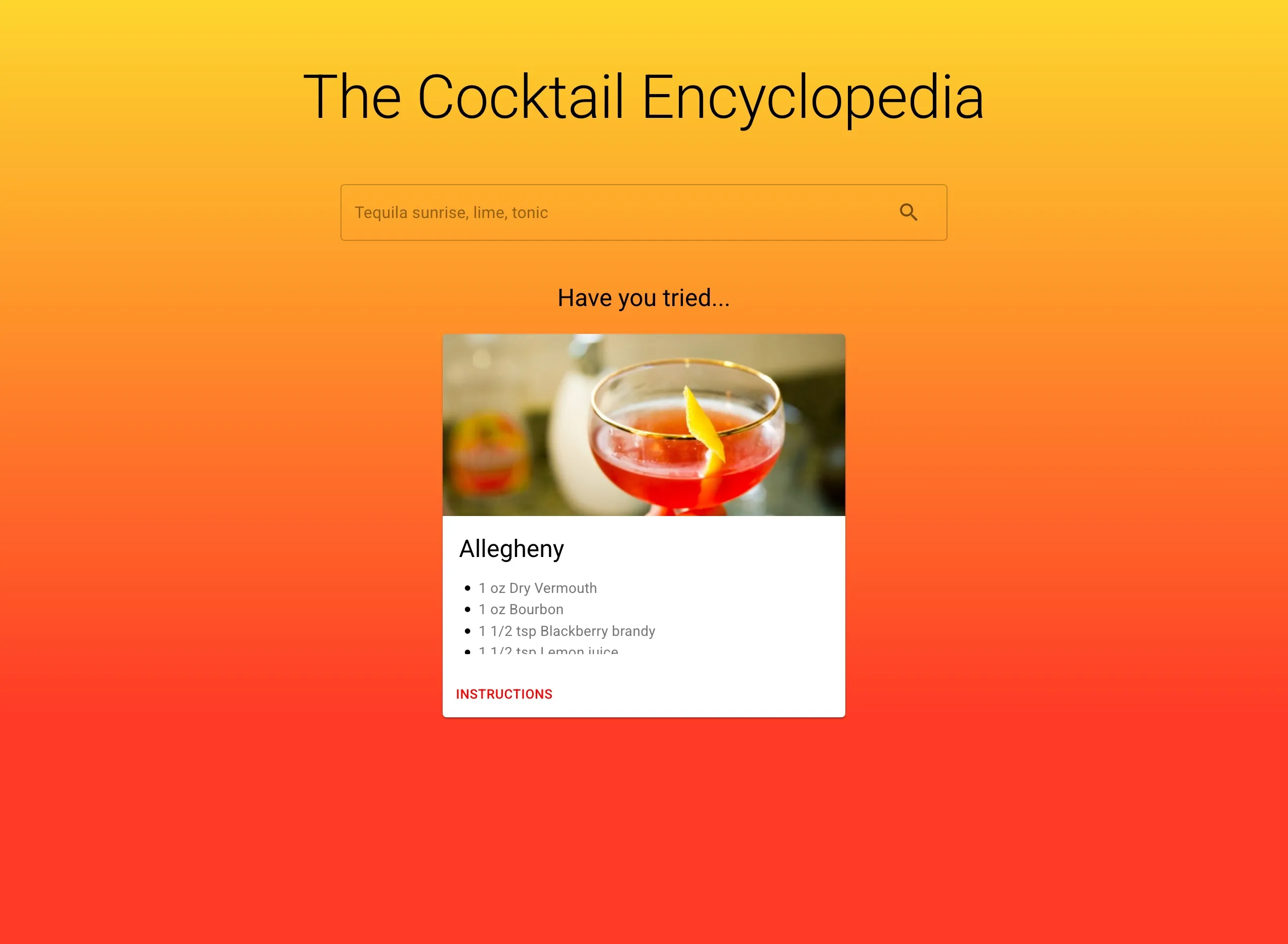 Frontpage of cocktail encyclopedia