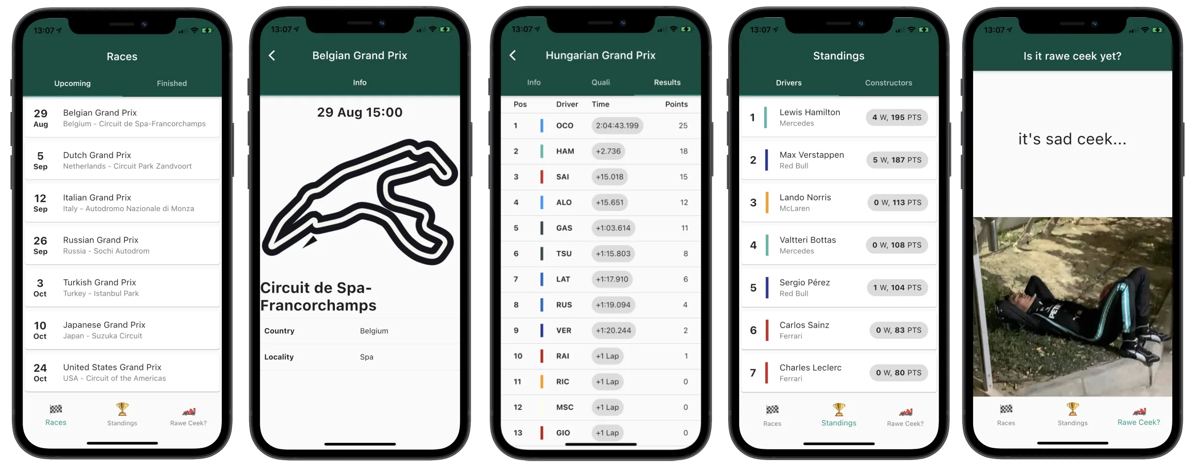 Formula 1 App screenshot